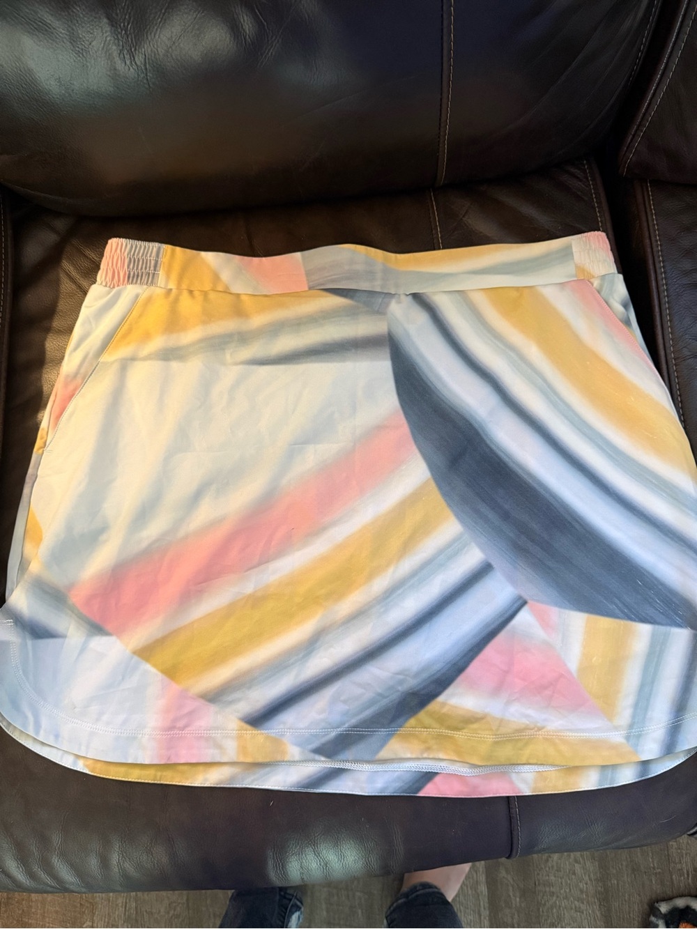 CALIA by Carrie Underwood Pastel Abstract Print Skort - Pink, Yellow, Gray